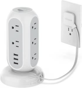Tessan Flat Plug Power Strip Tower